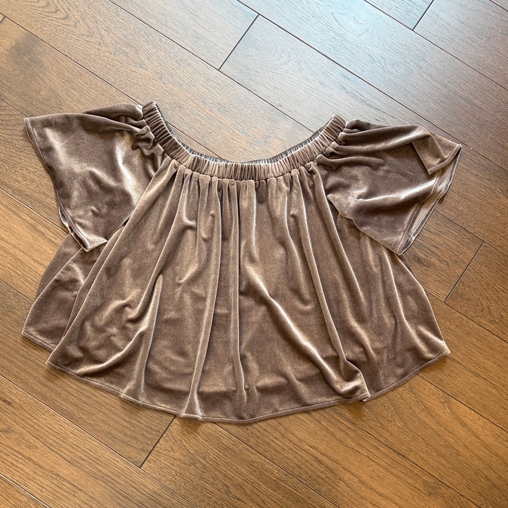 Sunday in Brooklyn Shiny Velvet Off-Shoulder Top Size XS C22-025